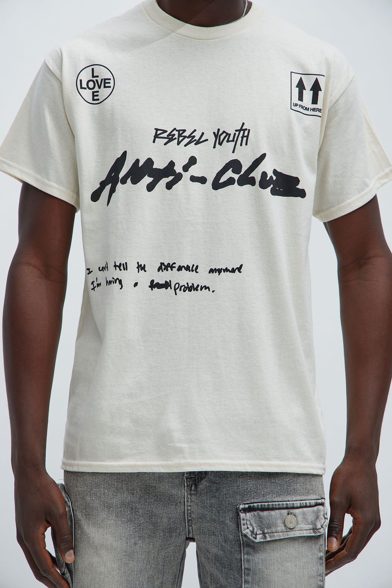 Rebel Youth Anti-Club Short Sleeve Tee - Cream sold by Fashion Nova product image thumbnail 2