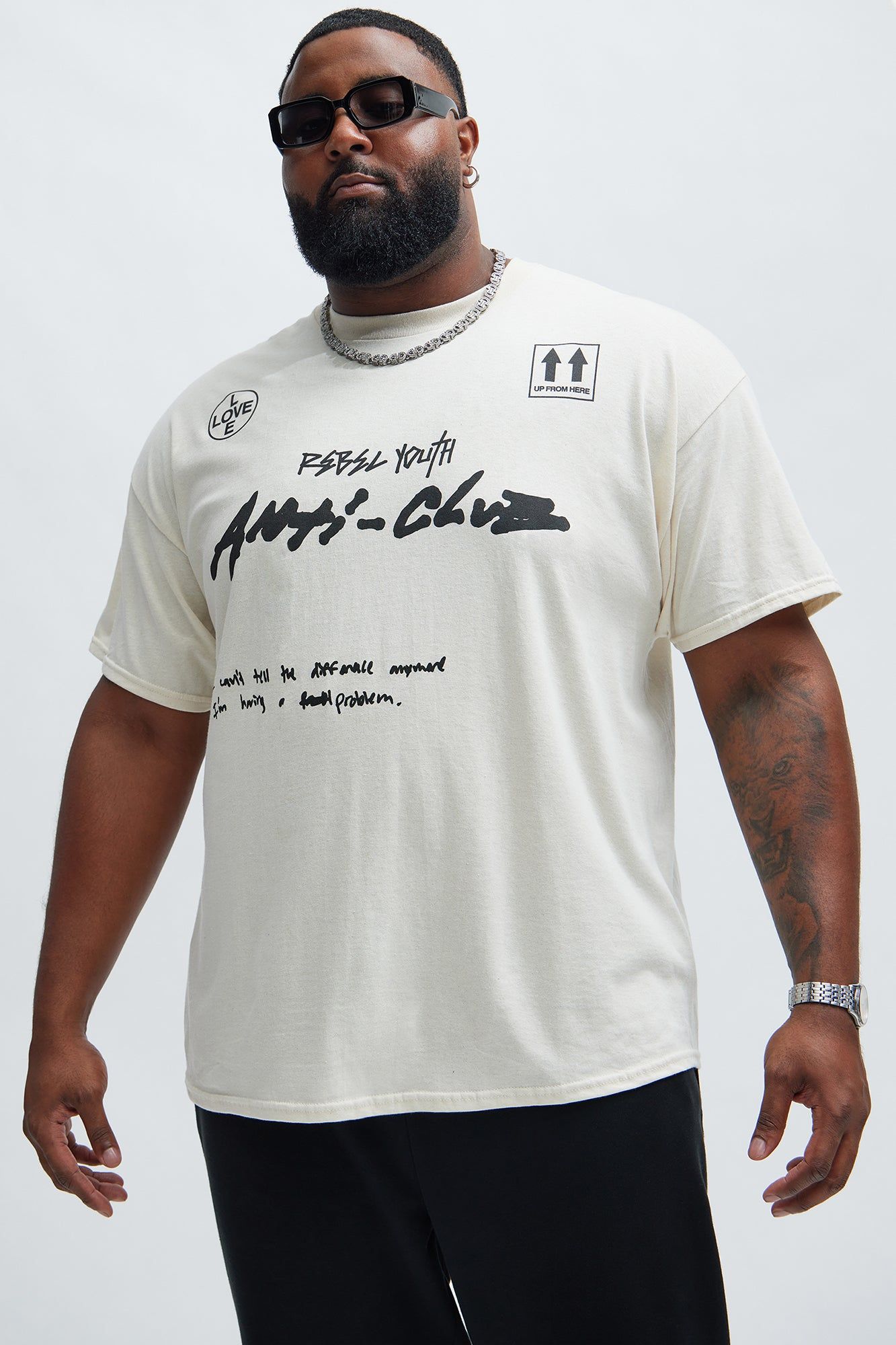 Rebel Youth Anti-Club Short Sleeve Tee - Cream sold by Fashion Nova product image thumbnail 4