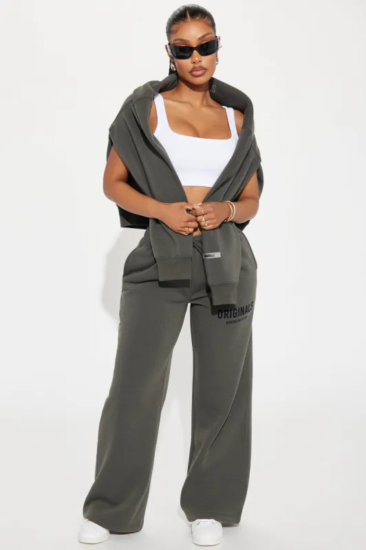 Originals Wide Leg Pants - Charcoal sold by Fashion Nova
