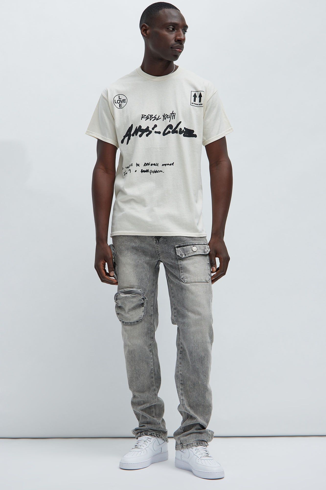 Rebel Youth Anti-Club Short Sleeve Tee - Cream sold by Fashion Nova product image thumbnail 3