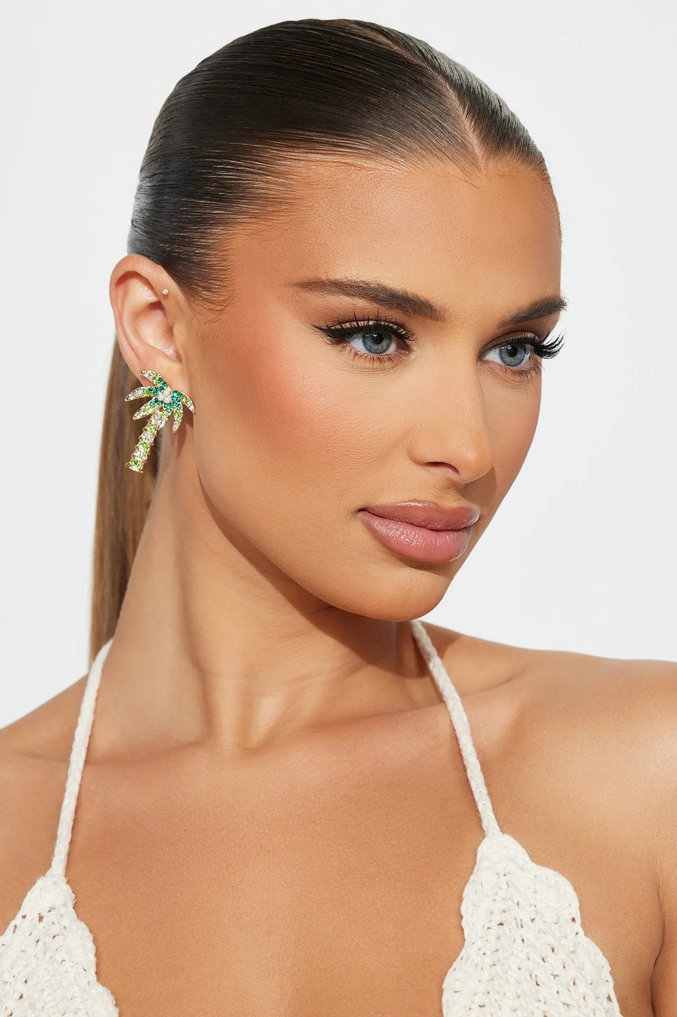 Palm Tree Resort Earrings - Gold/Green sold by Fashion Nova product image thumbnail 2