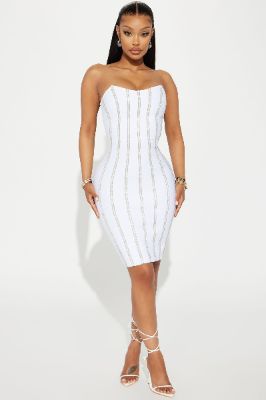 Sasha Bandage Midi Dress - White sold by Fashion Nova