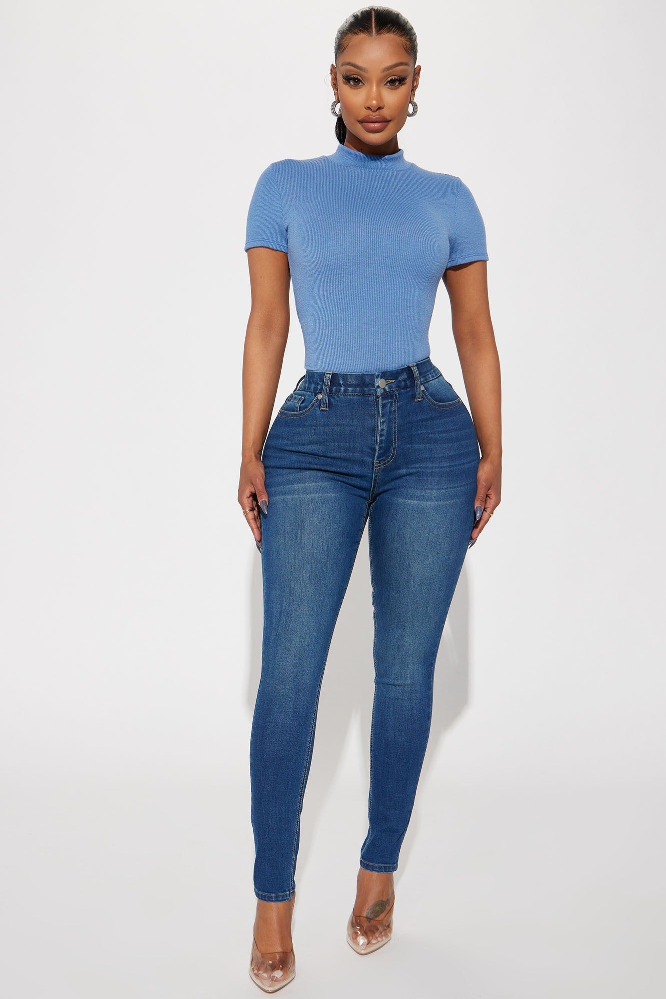 Drama Free Ribbed Bodysuit - Blue sold by Fashion Nova product image thumbnail 2