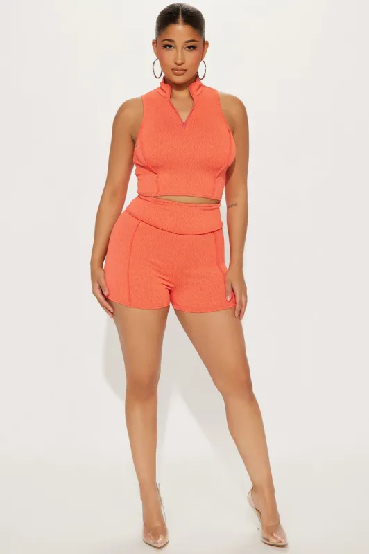 Talyn Textured Short Set - Orange sold by Fashion Nova