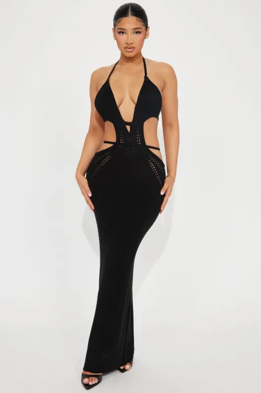 Easy Breezy Crochet Maxi Dress - Black sold by Fashion Nova