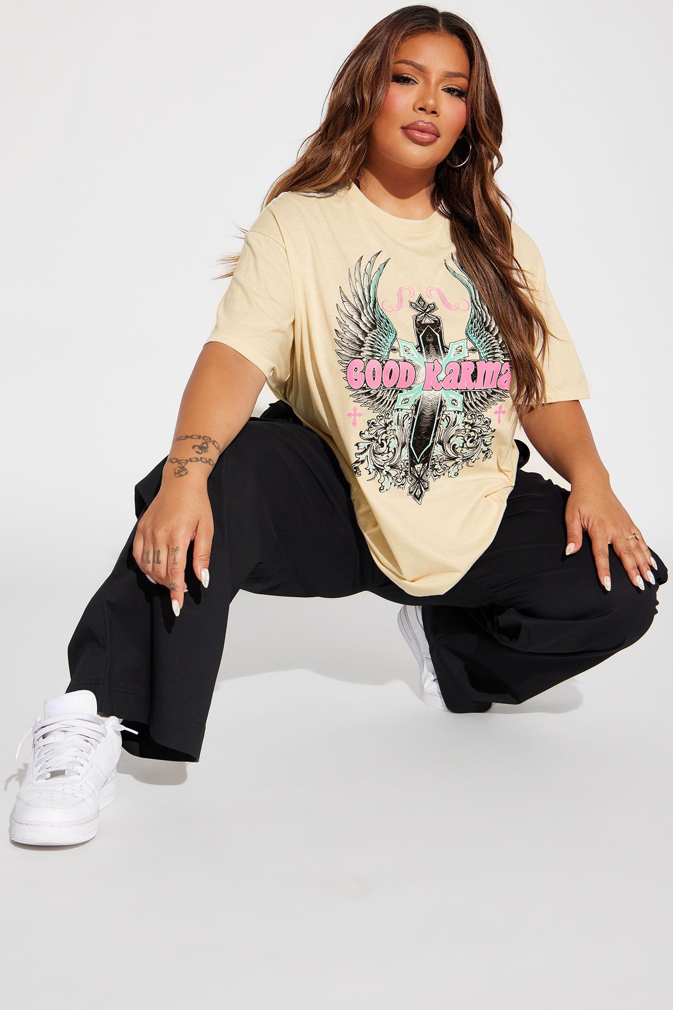 Good Faith And Karma Graphic Tee - Sand sold by Fashion Nova product image thumbnail 5