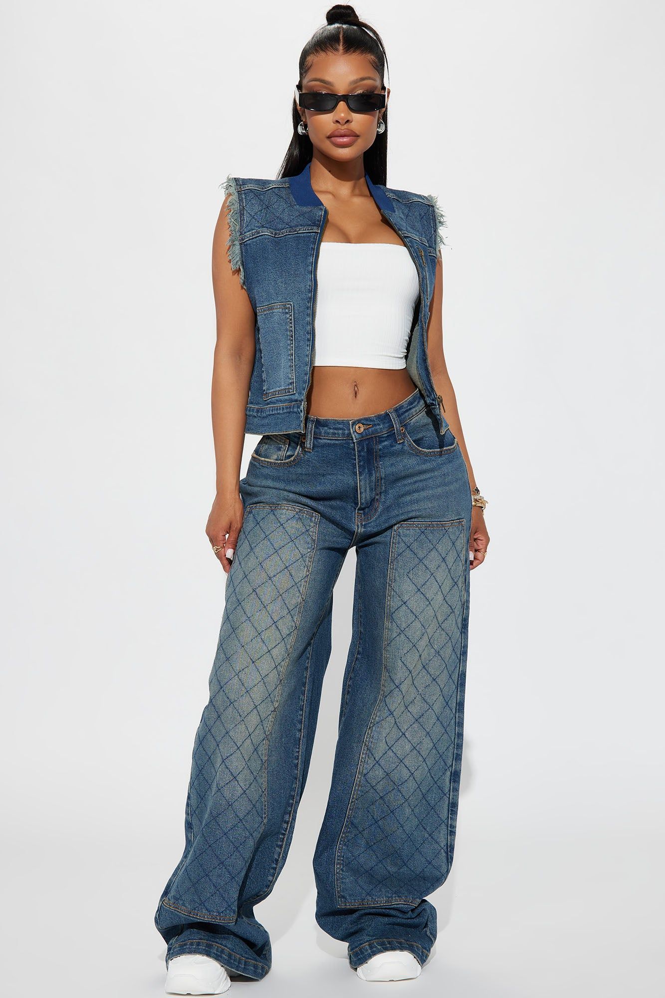 Midnight Streets Quilted Denim Utility Vest - Dark Wash sold by Fashion Nova product image thumbnail 2