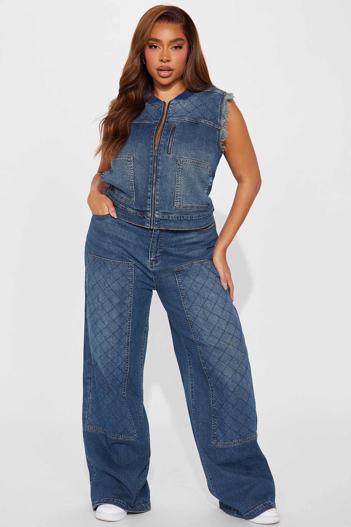 Midnight Streets Quilted Denim Utility Vest - Dark Wash sold by Fashion Nova product image thumbnail 5