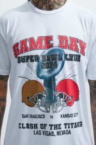 Game Day Clash Of The Titans Short Sleeve Tee - White sold by Fashion Nova