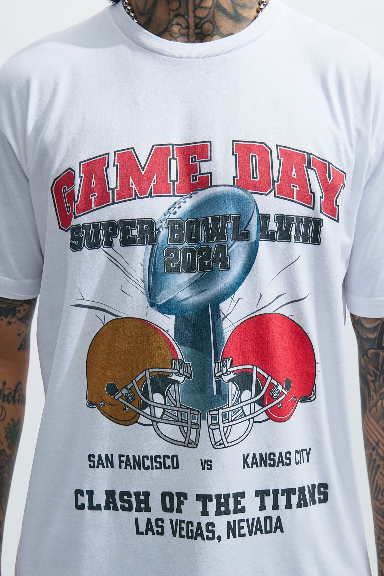 Game Day Clash Of The Titans Short Sleeve Tee - White sold by Fashion Nova product image thumbnail 3