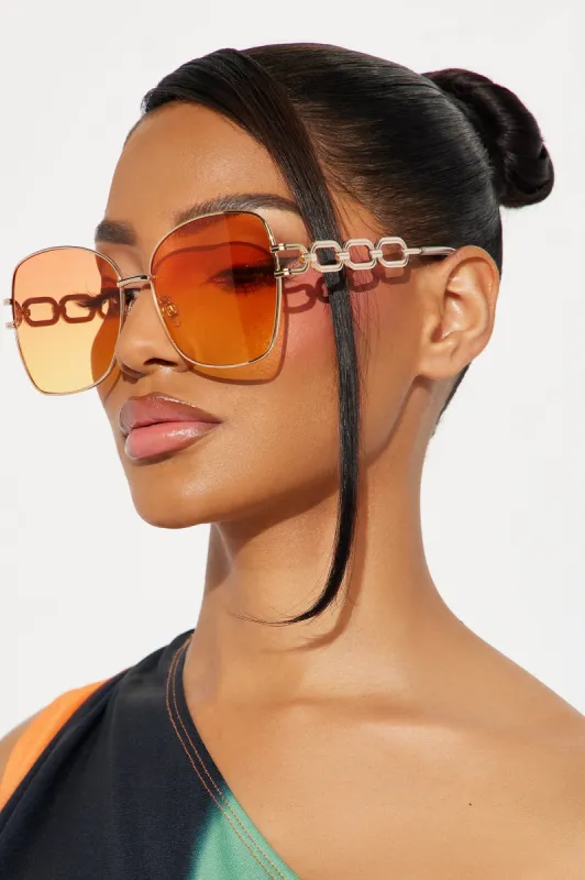 Tea At The Beverly Sunglasses - Orange/combo sold by Fashion Nova