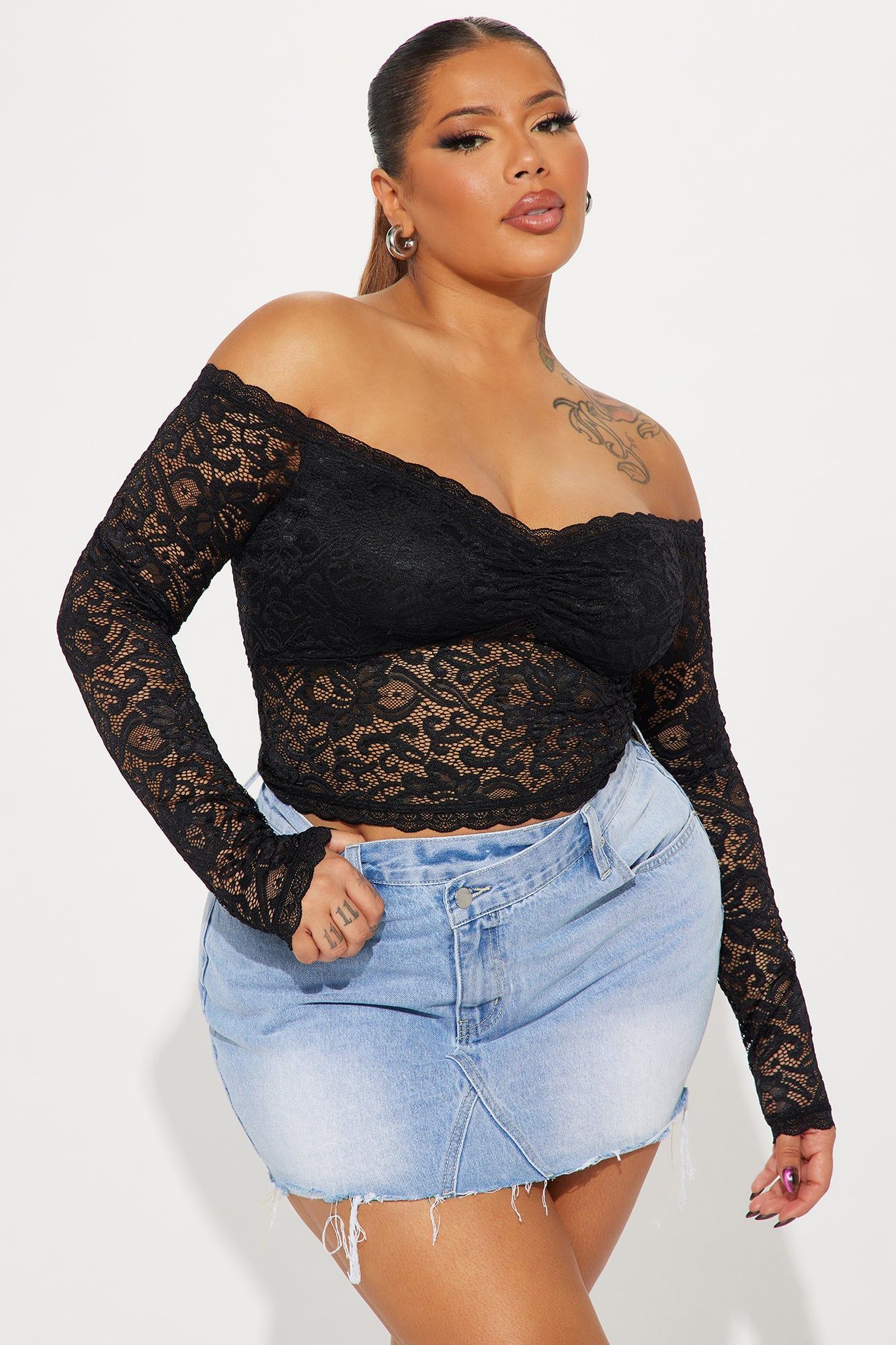 Emma Lace Off Shoulder Top - Black sold by Fashion Nova product image thumbnail 4
