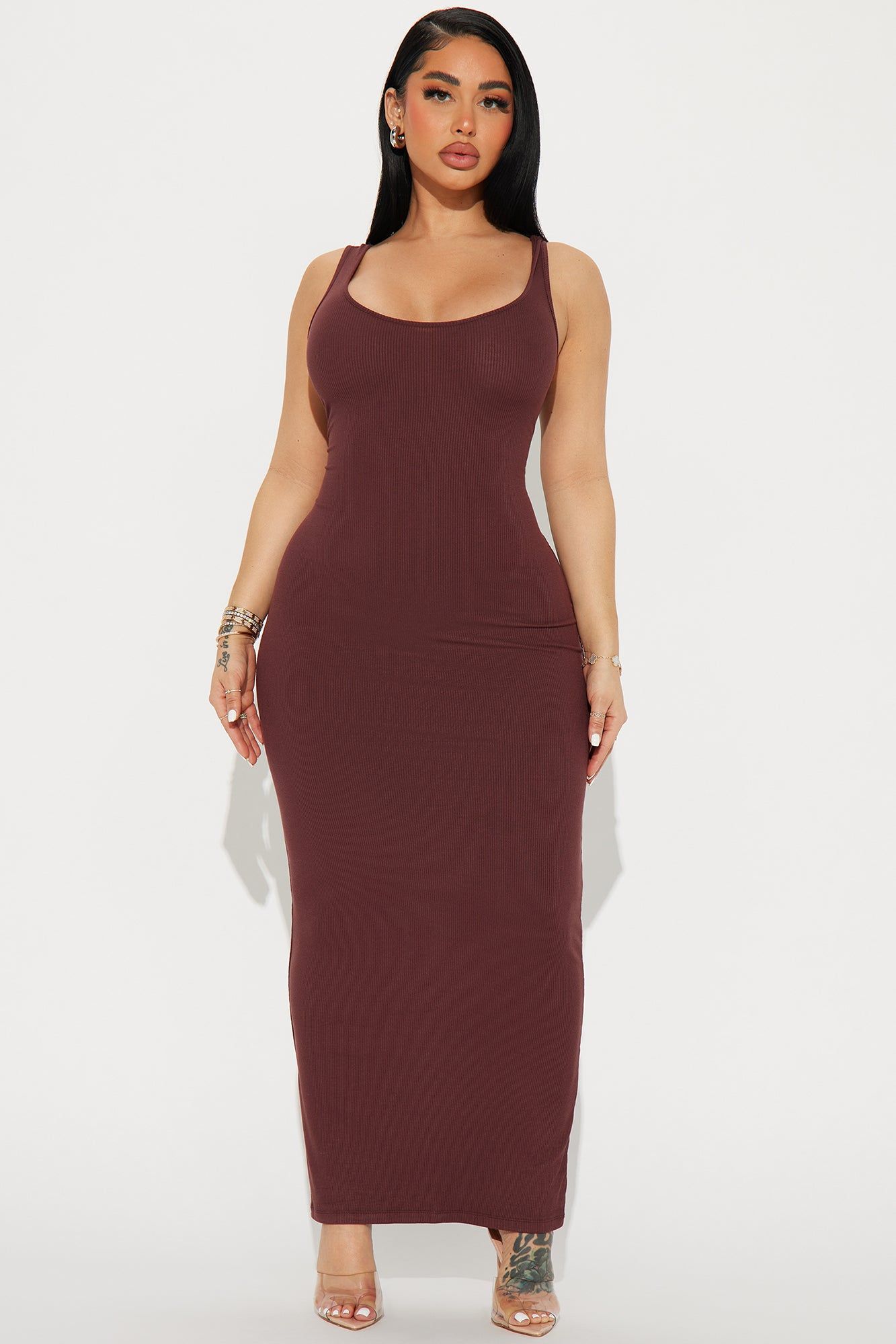 Taylor Ribbed Maxi Dress - Brown sold by Fashion Nova