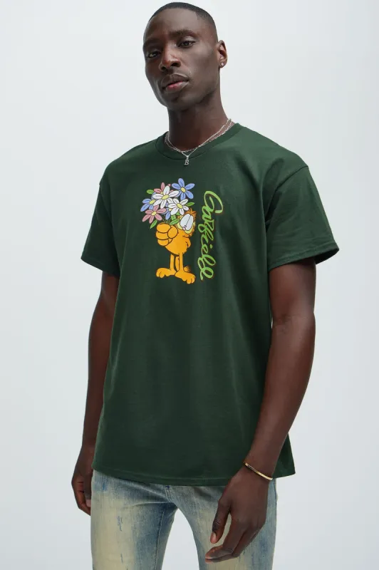 Garfield Flower Bed Short Sleeve Tee - Green sold by Fashion Nova
