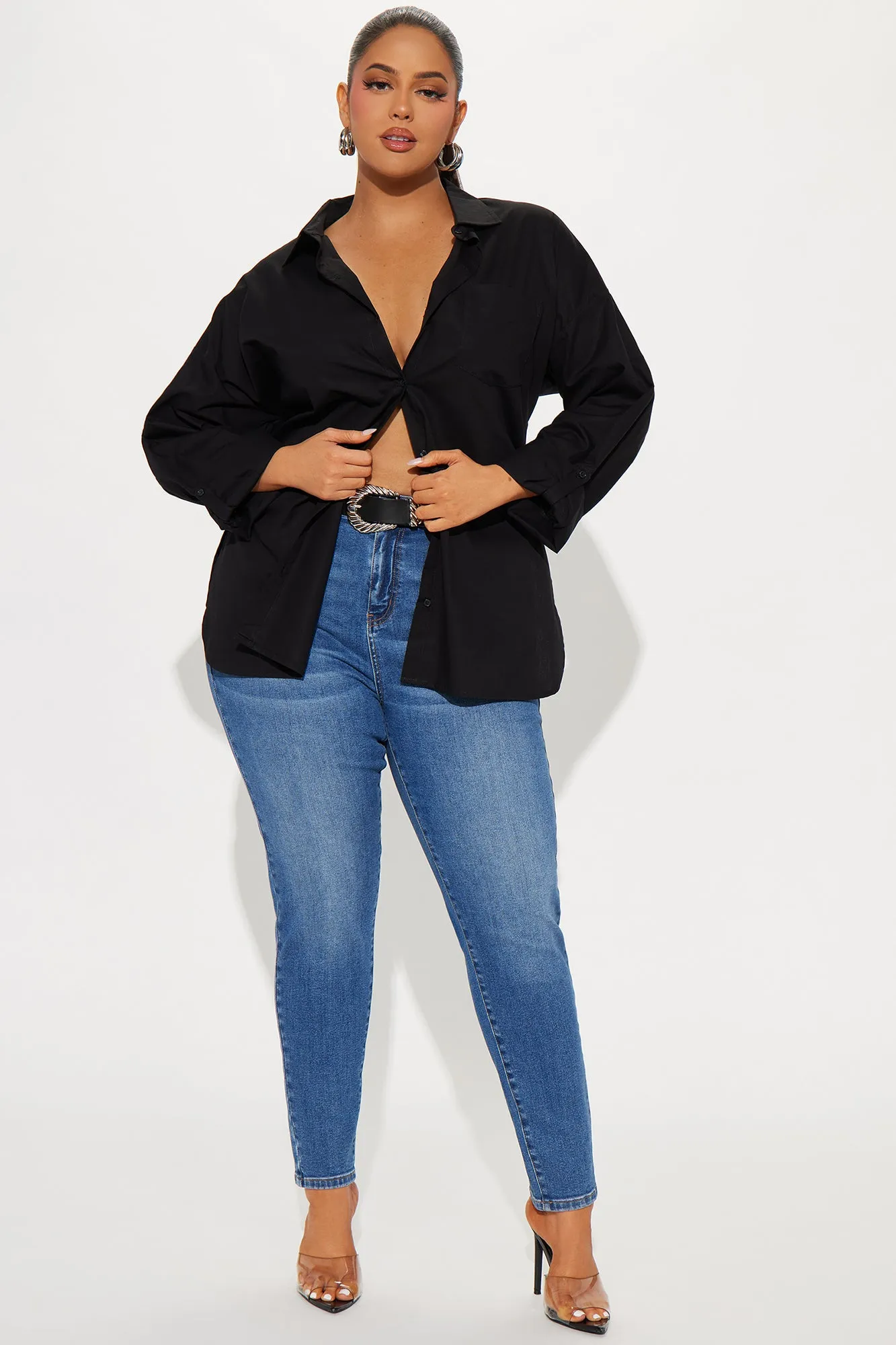 Met Your Match Poplin Shirt - Black sold by Fashion Nova product image thumbnail 5