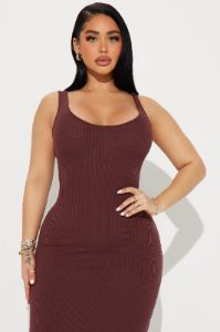 Taylor Ribbed Maxi Dress - Brown sold by Fashion Nova