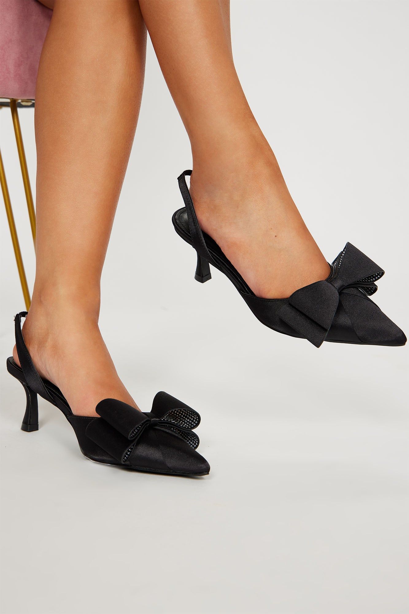 Emersyn Embellished Bow Pumps - Black sold by Fashion Nova