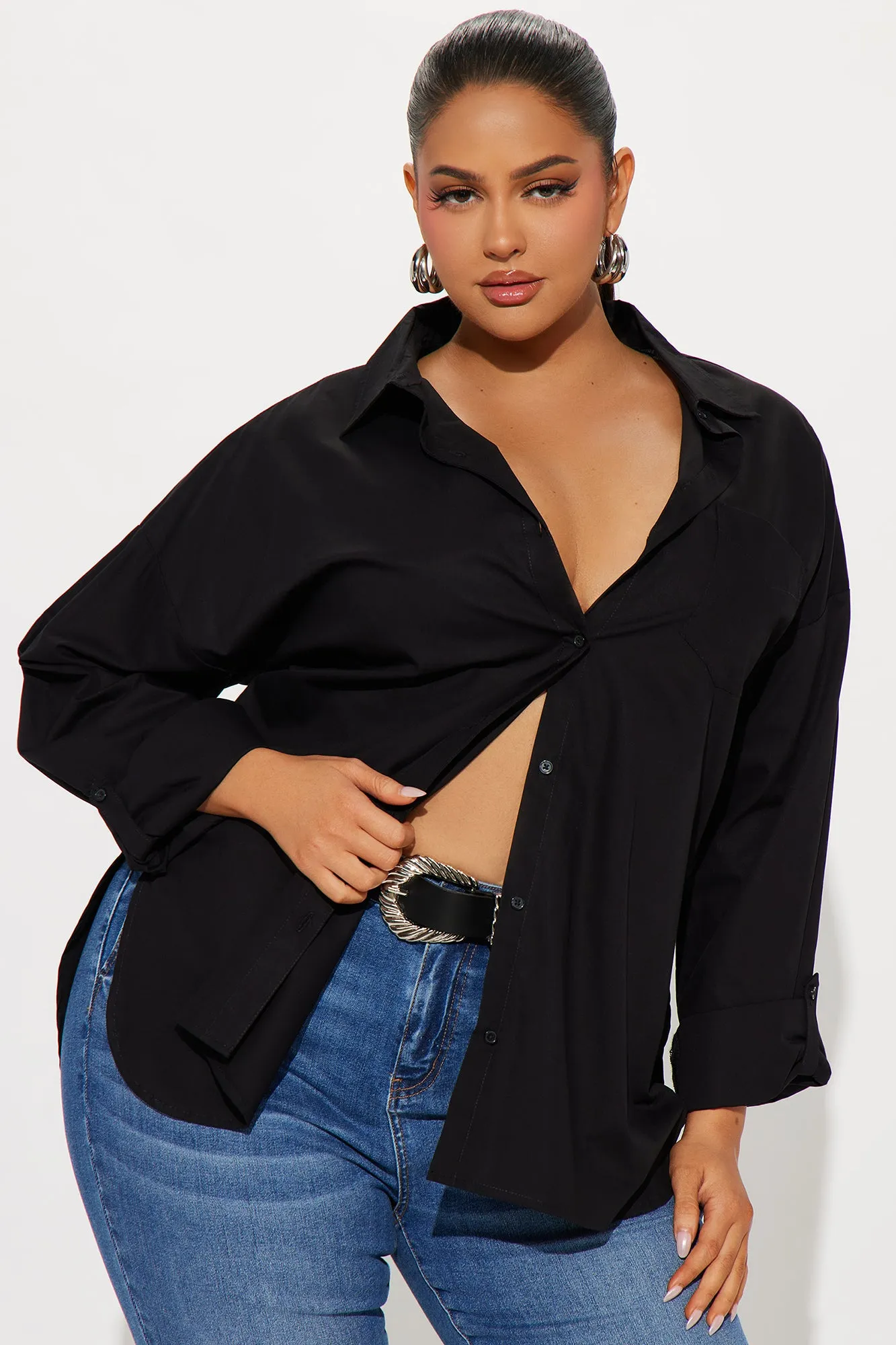 Met Your Match Poplin Shirt - Black sold by Fashion Nova product image thumbnail 4