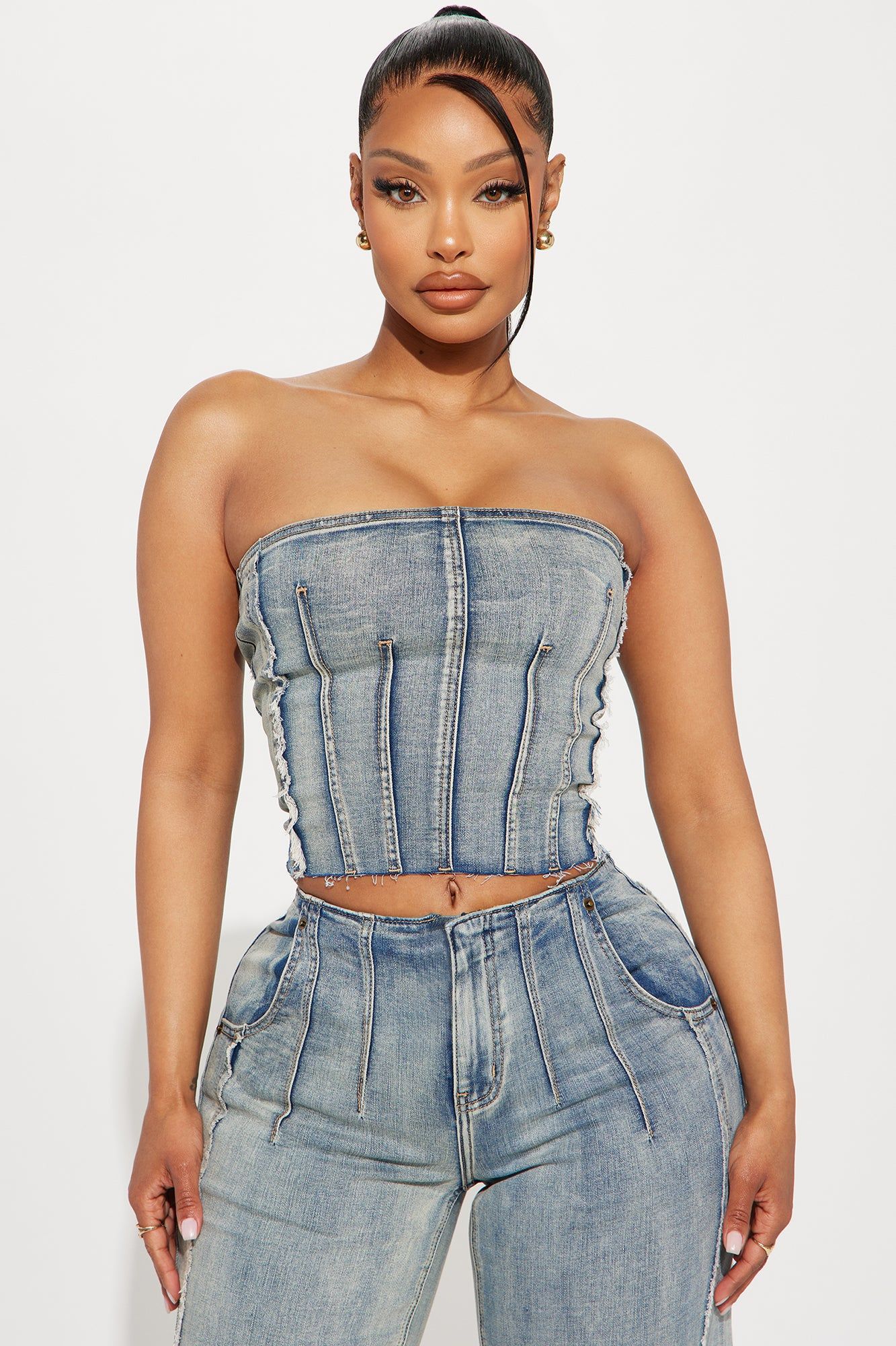Amber Strapless Denim Top - Vintage Wash sold by Fashion Nova