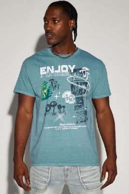 Enjoy The Moment Short Sleeve Tee - Green sold by Fashion Nova