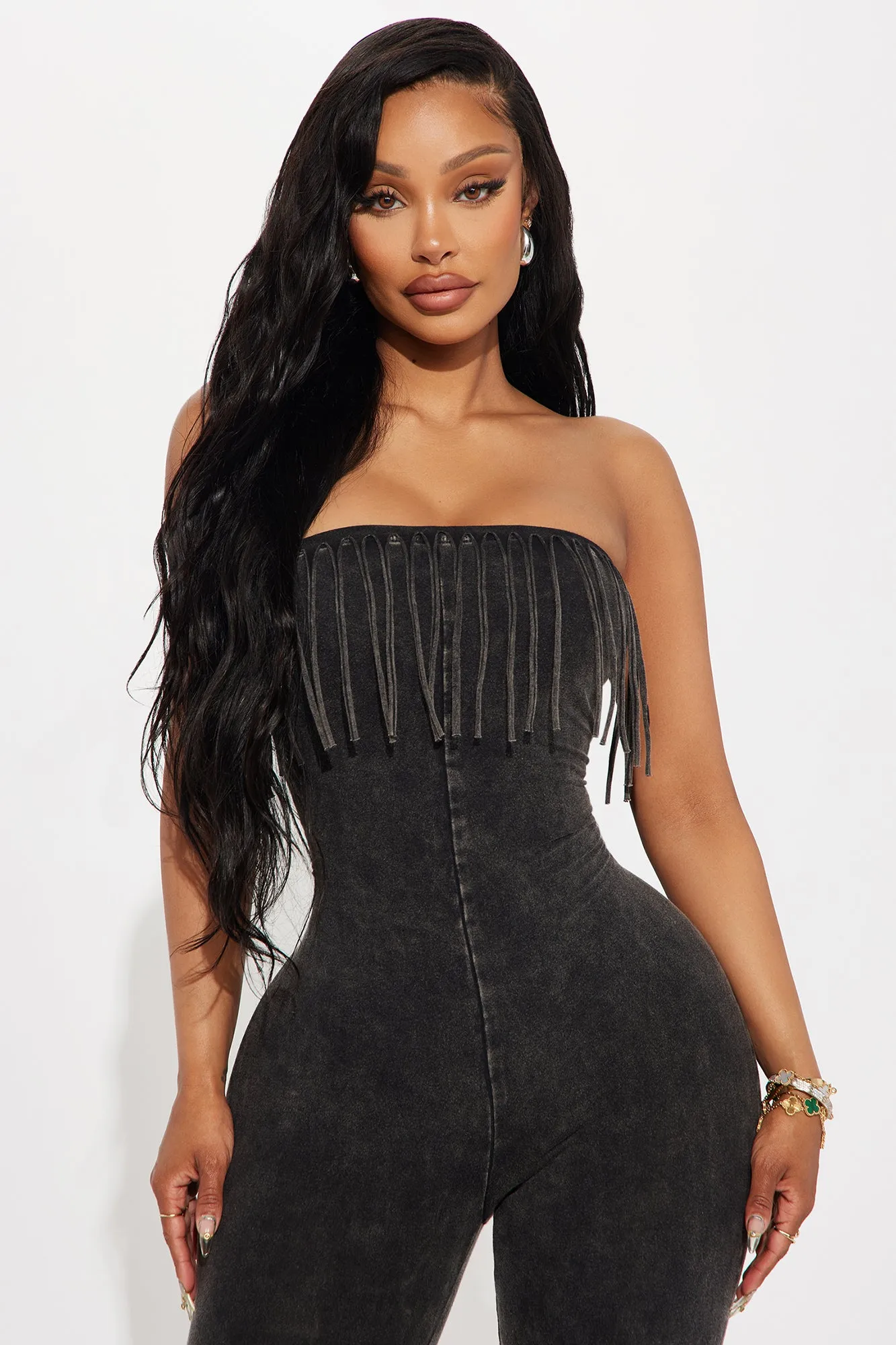 Good Times Fringed Jumpsuit - Charcoal sold by Fashion Nova product image thumbnail 2