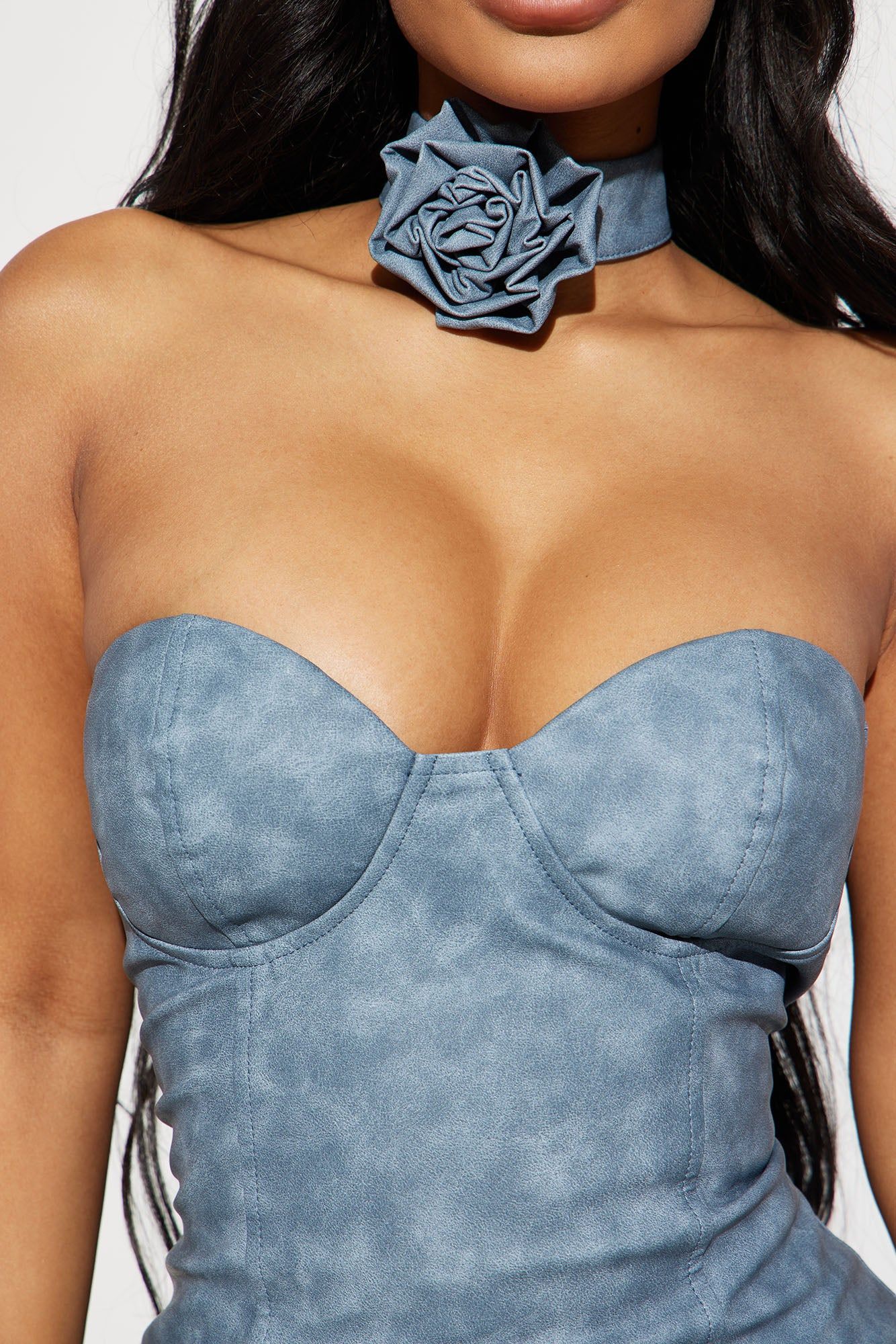 Amber Faux Leather Maxi Dress - Dusty Blue sold by Fashion Nova product image thumbnail 3