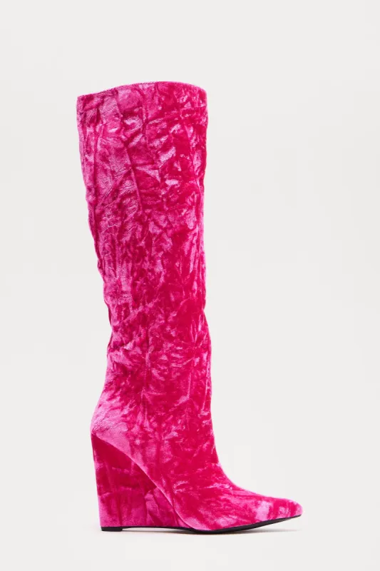 Barkley Velvet Knee High Boots - Pink sold by Fashion Nova