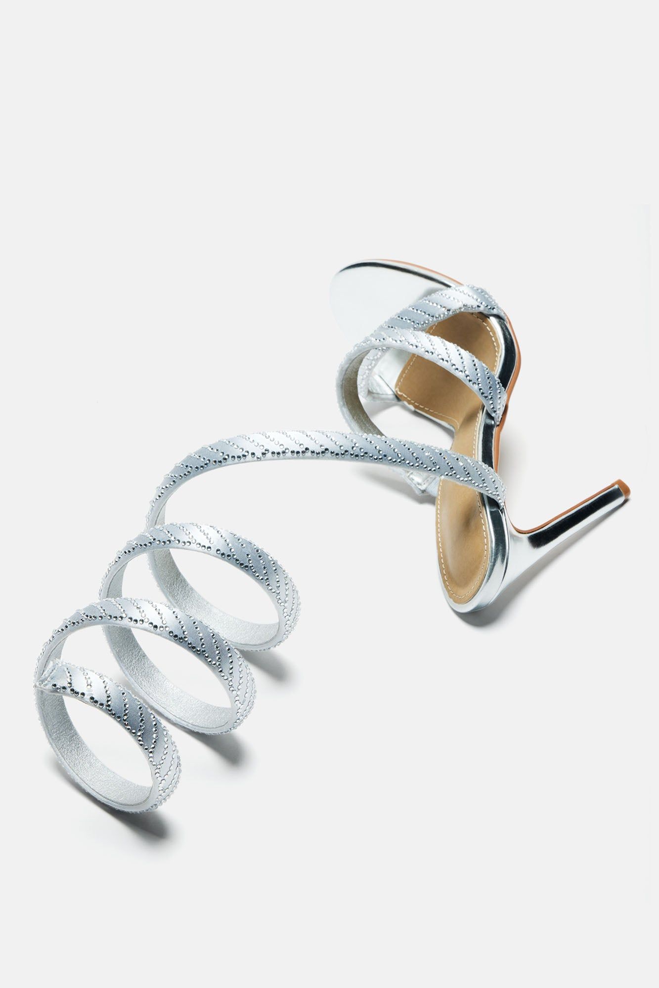 Playing Hard To Get Wrap Up Heeled Sandals - Silver sold by Fashion Nova product image thumbnail 5