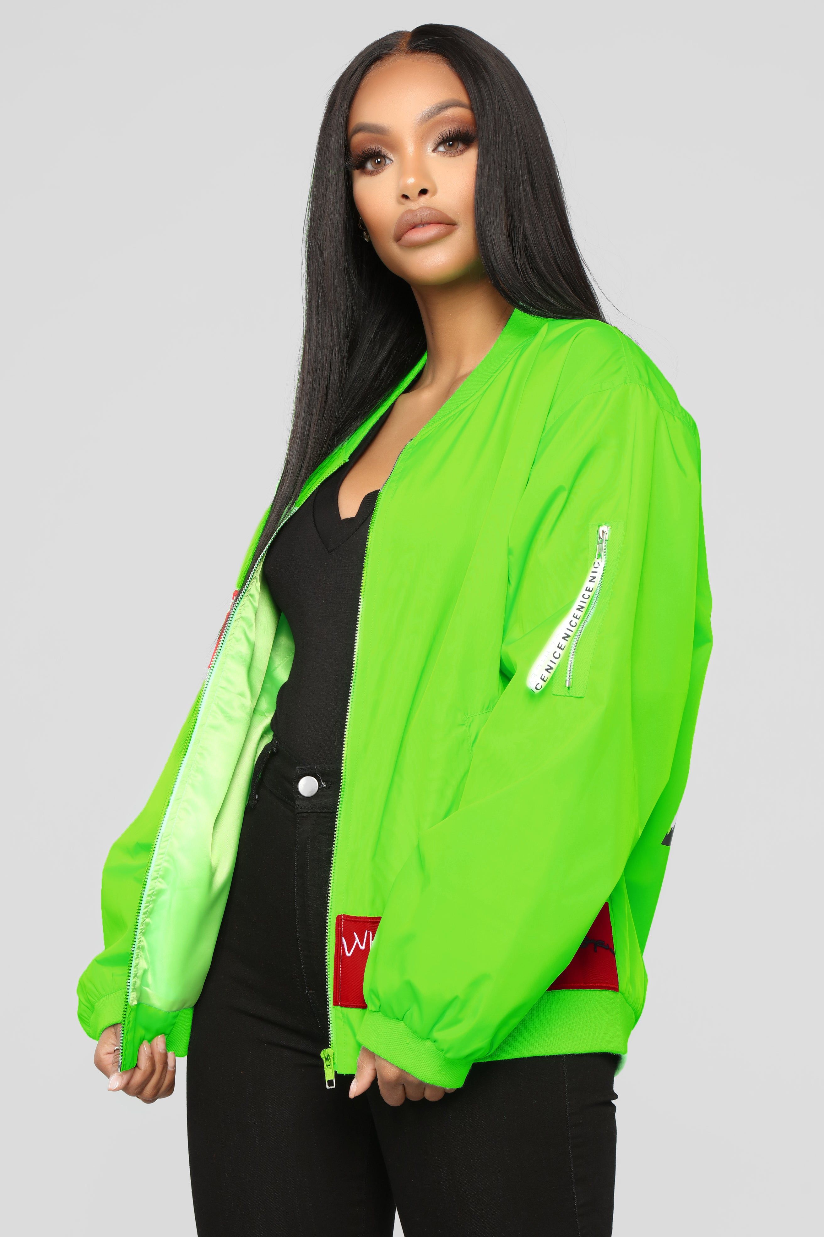 Freak Show Bomber Jacket - NeonGreen sold by Fashion Nova