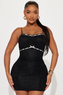 Lainey Lace Mini Dress - Black sold by Fashion Nova