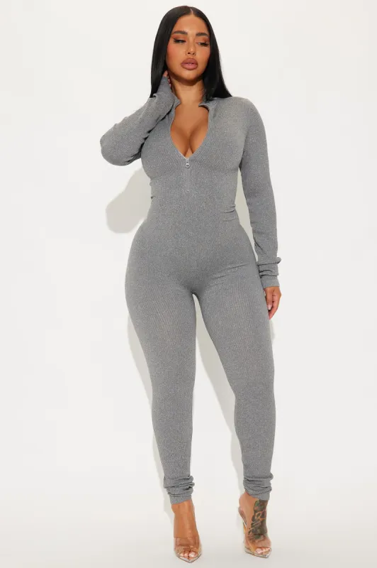 Chloe Seamless Jumpsuit - Charcoal sold by Fashion Nova