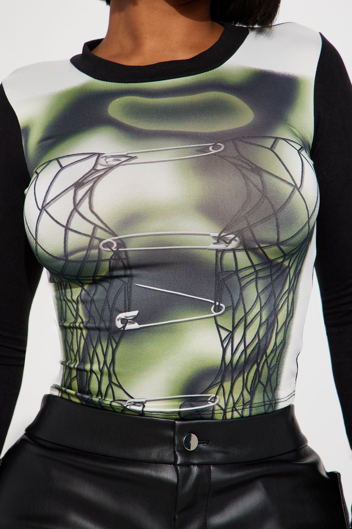 Drop A Pin Long Sleeve Top - Olive/combo sold by Fashion Nova product image thumbnail 3