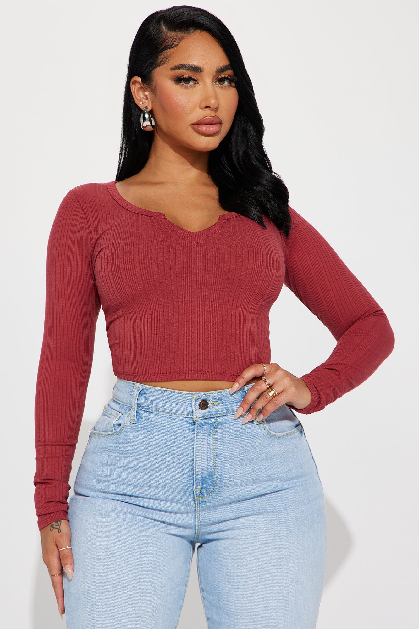 Koryn Ribbed Top - Rust sold by Fashion Nova