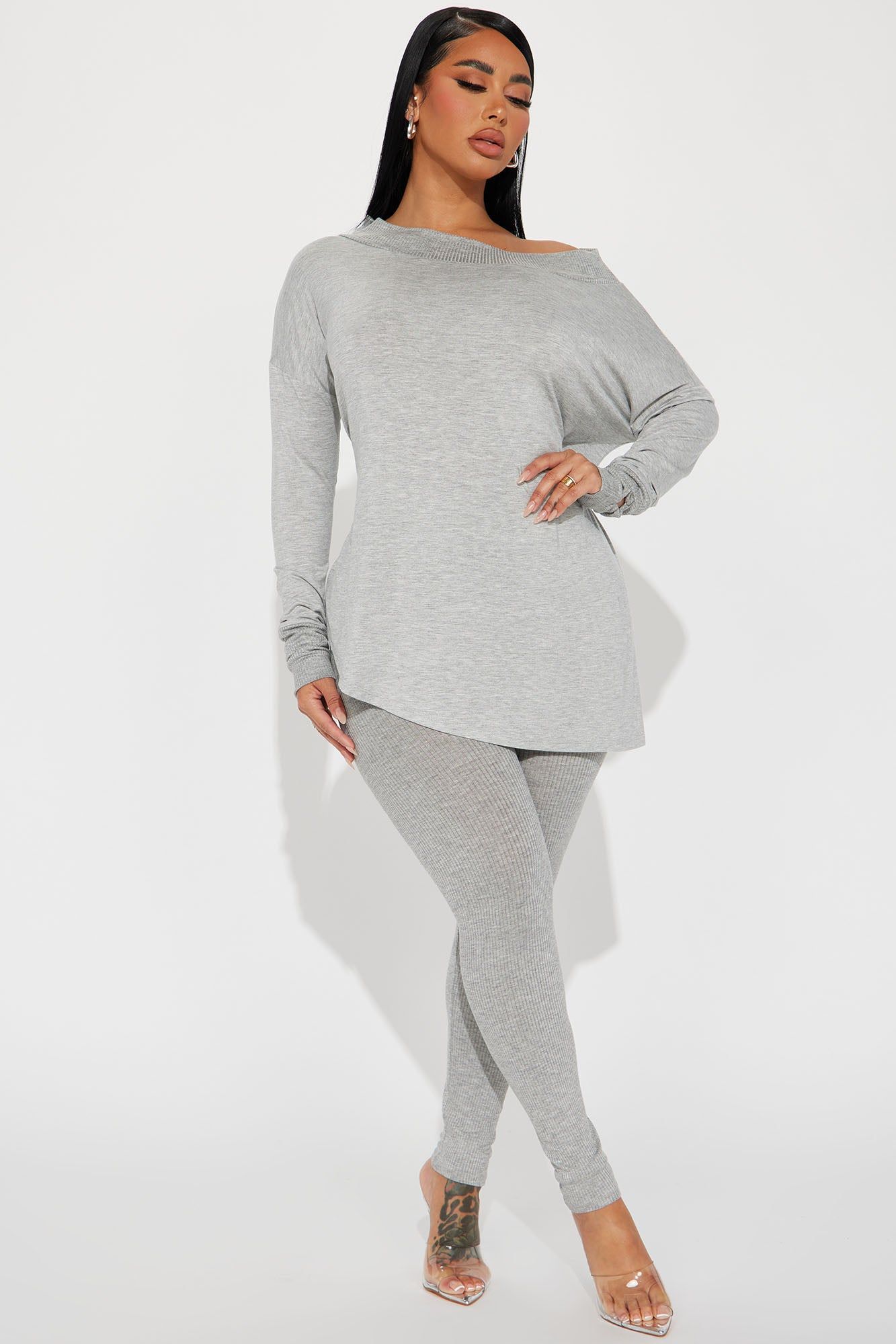 Amara Legging Set - Heather Grey sold by Fashion Nova
