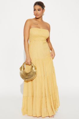 Juliette Tube Maxi Dress - Mustard sold by Fashion Nova