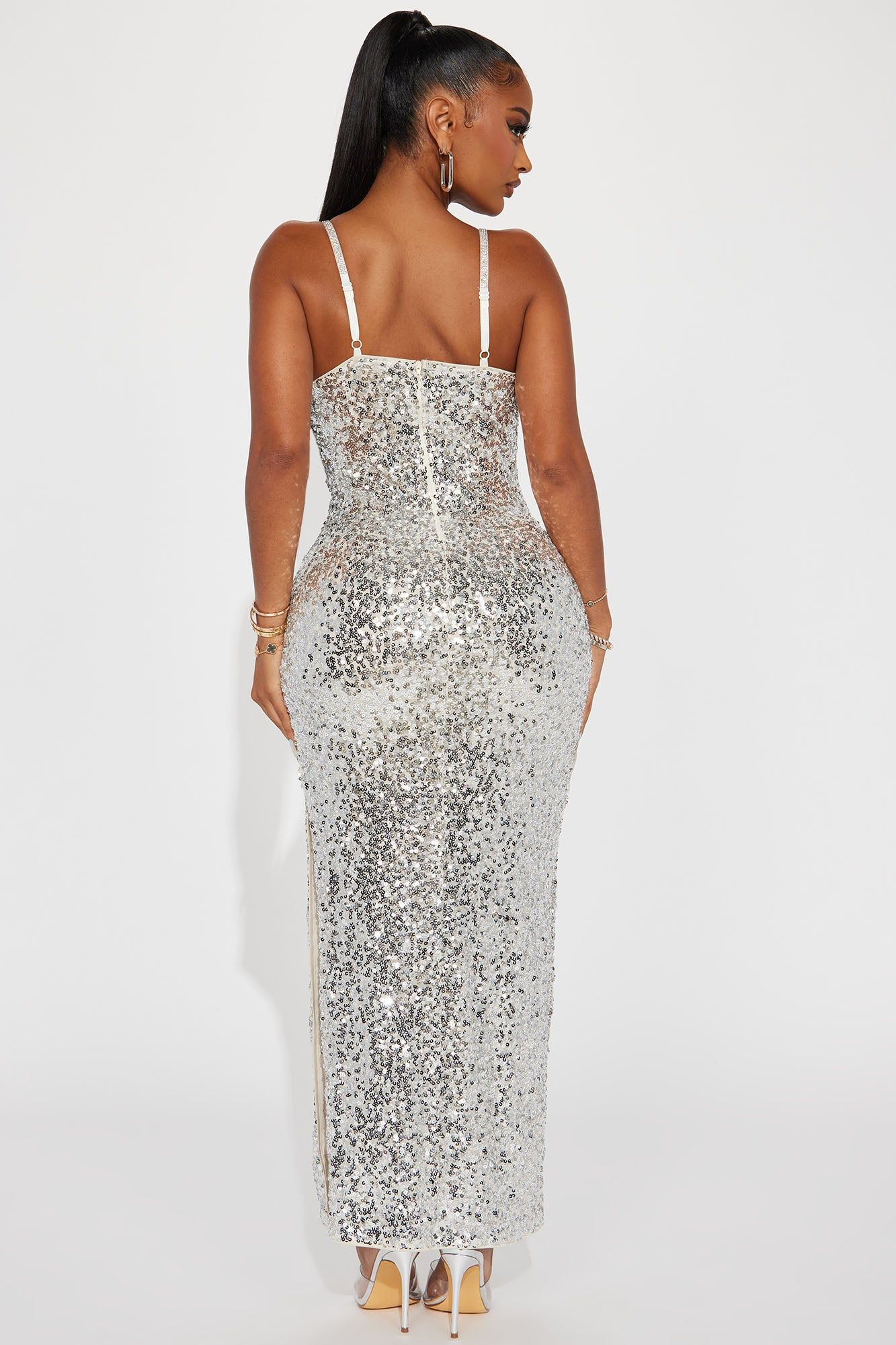 Jasmine Sequin Maxi Dress - Silver sold by Fashion Nova product image thumbnail 3