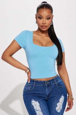 Joseline Crop Top - SkyBlue sold by Fashion Nova