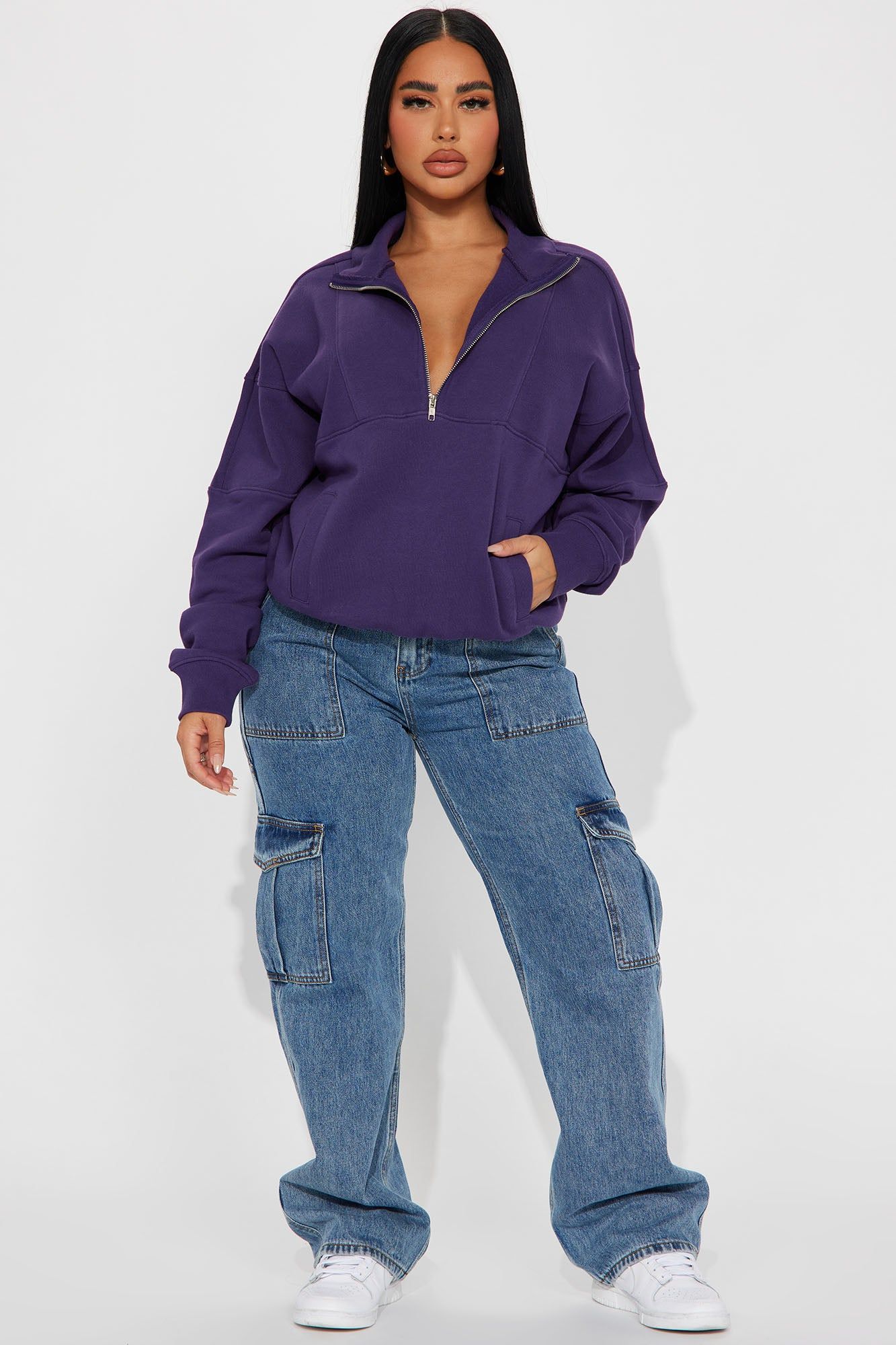 Amelia Half Zip Pull Over - Purple sold by Fashion Nova product image thumbnail 2