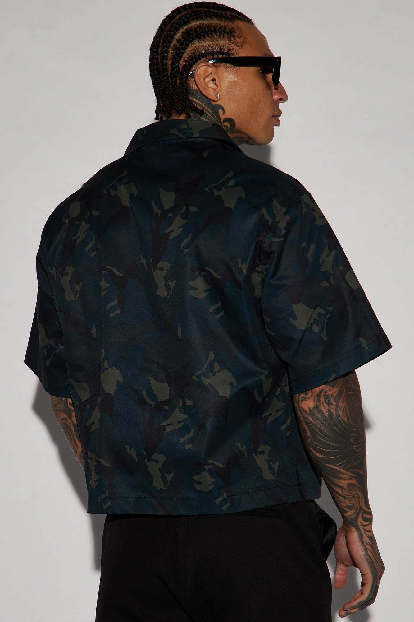 Night Opps Cropped Button Up Shirt - Camouflage sold by Fashion Nova product image thumbnail 4