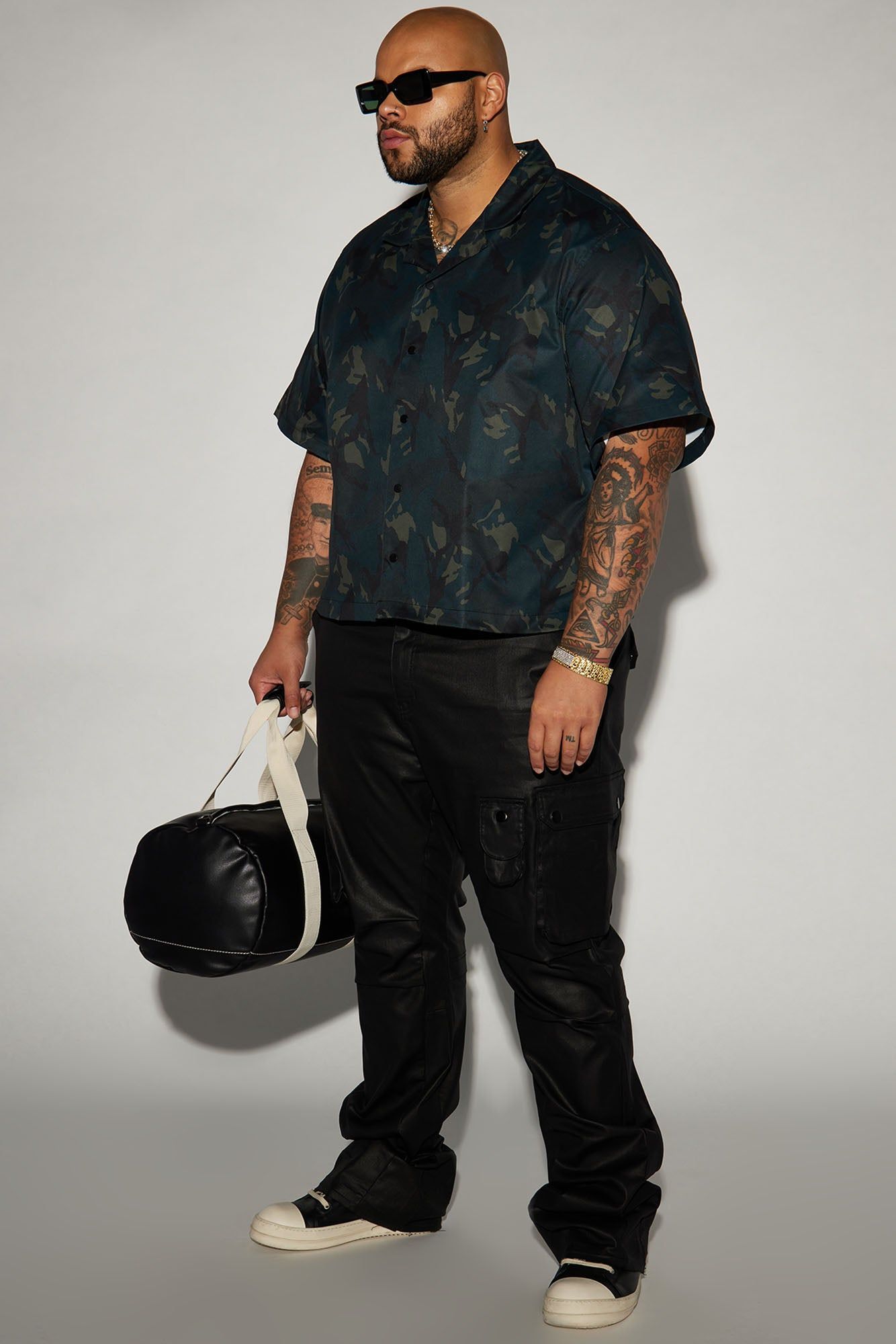 Night Opps Cropped Button Up Shirt - Camouflage sold by Fashion Nova product image thumbnail 5