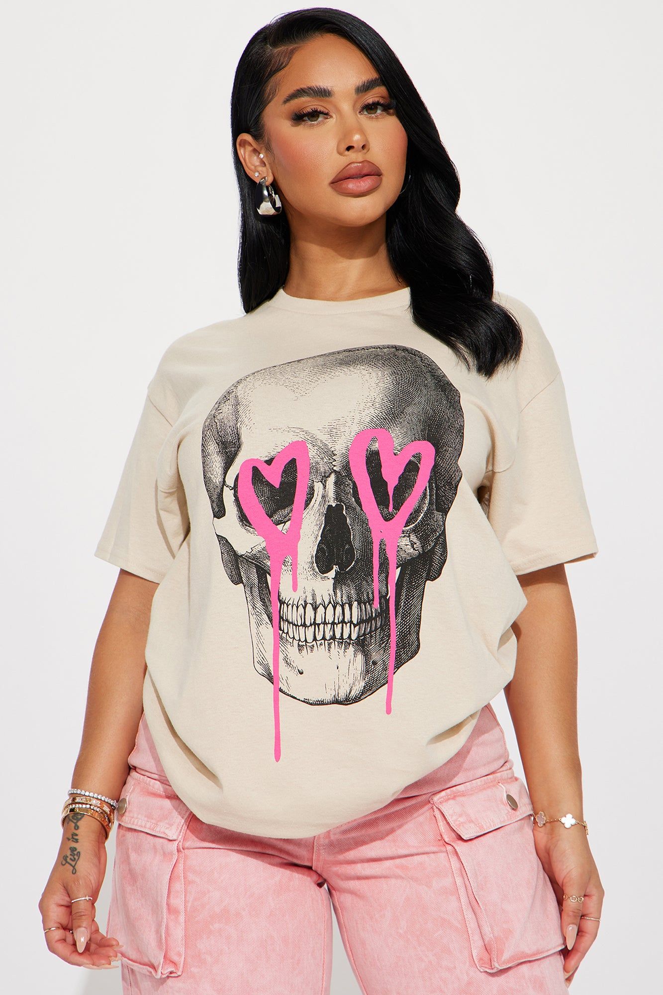 Eternal Love Skull Tshirt - Sand sold by Fashion Nova