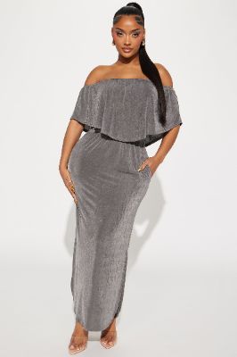 Sonya Slinky Maxi Dress - Charcoal sold by Fashion Nova
