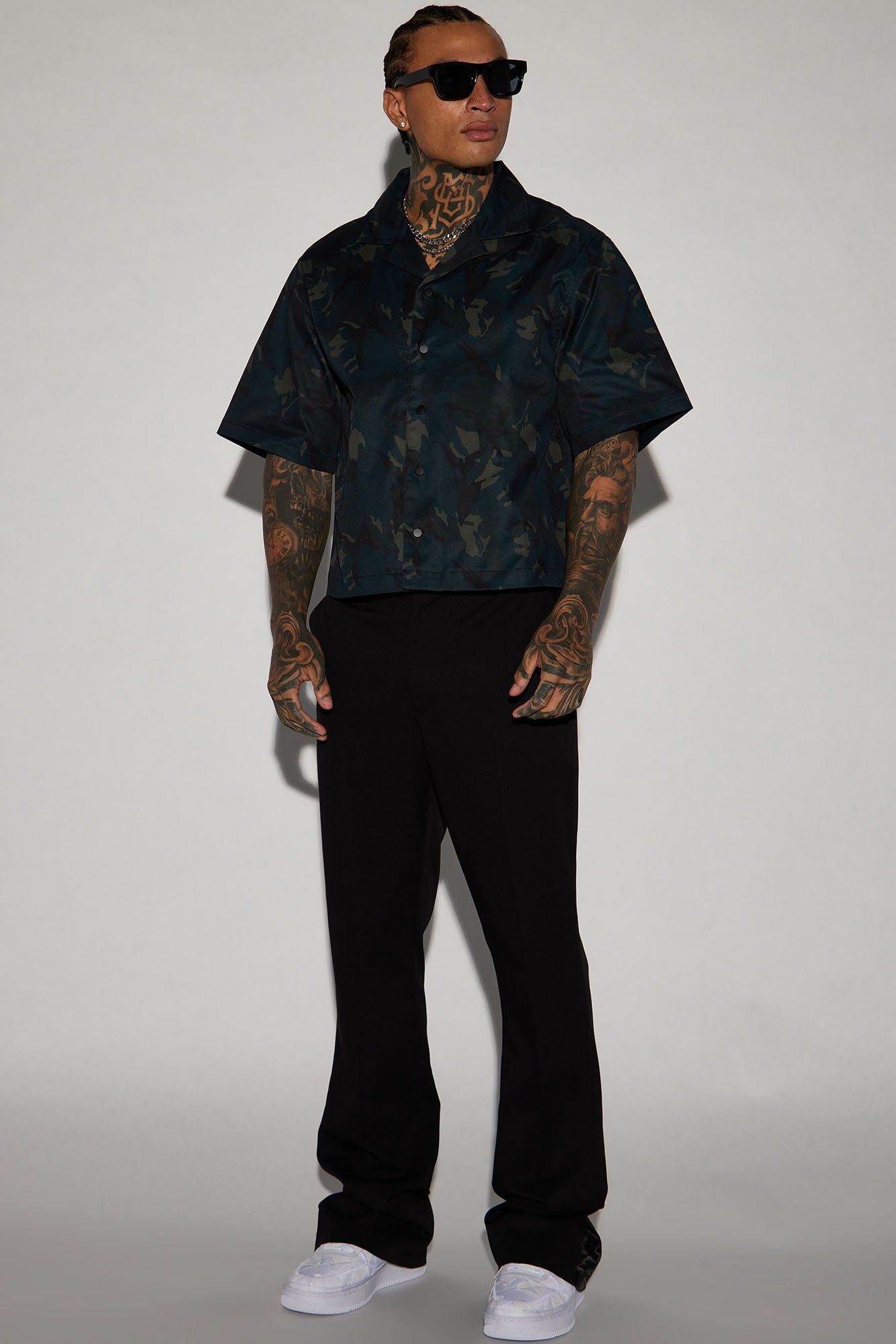 Night Opps Cropped Button Up Shirt - Camouflage sold by Fashion Nova product image thumbnail 3