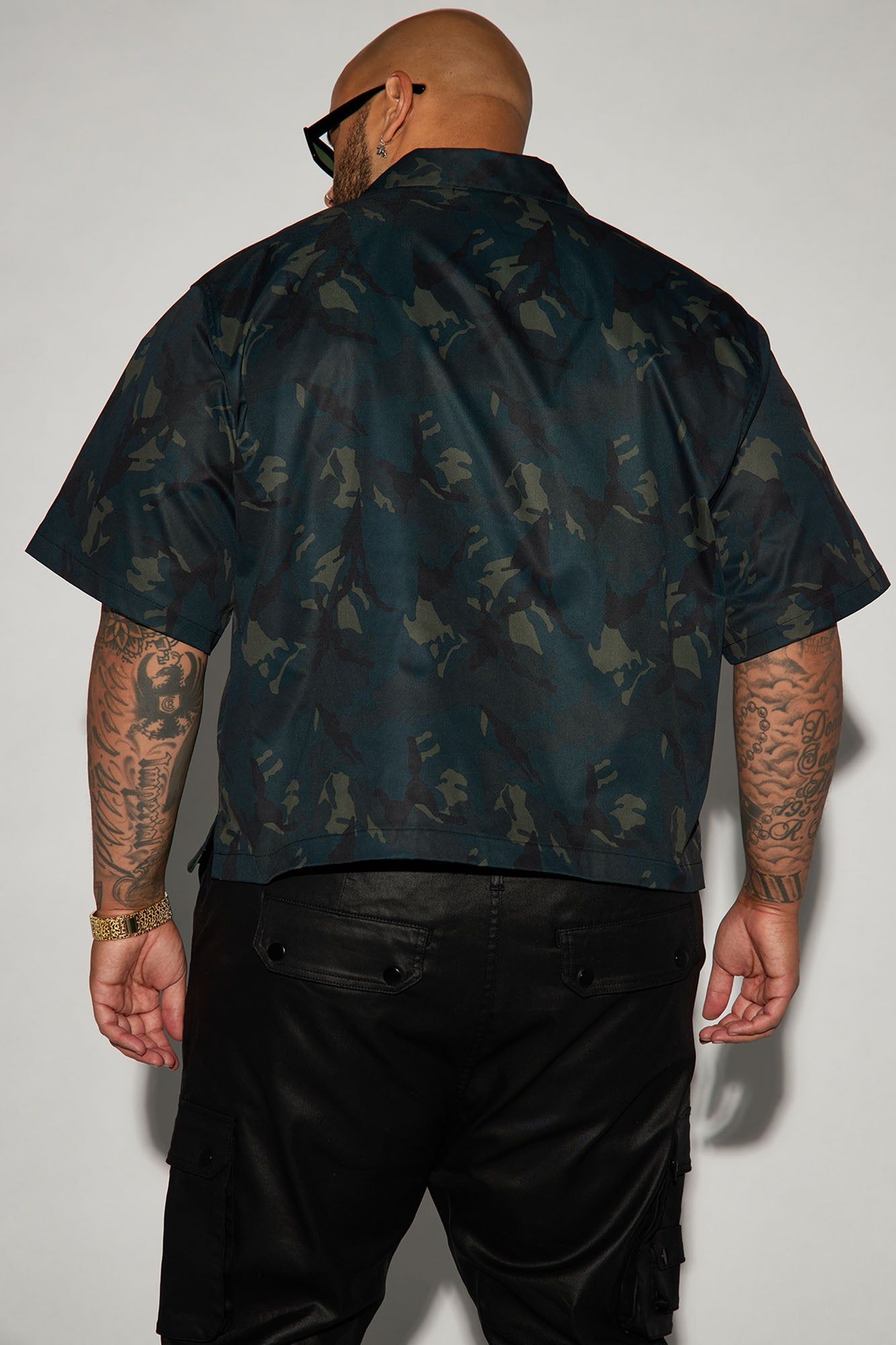 Night Opps Cropped Button Up Shirt - Camouflage sold by Fashion Nova product image thumbnail 6