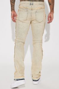 It's Up To You Stacked Skinny Flare Jeans - Vintage Blue Wash sold by Fashion Nova