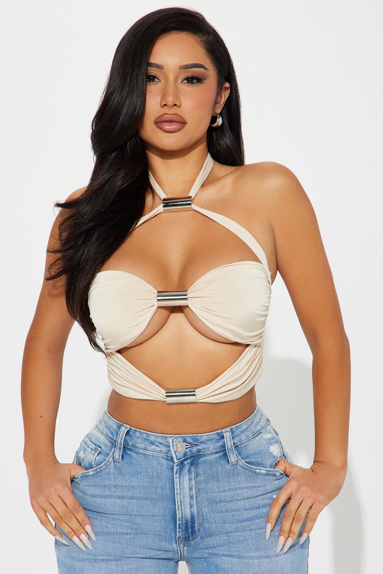 Belize Halter Top - Beige sold by Fashion Nova