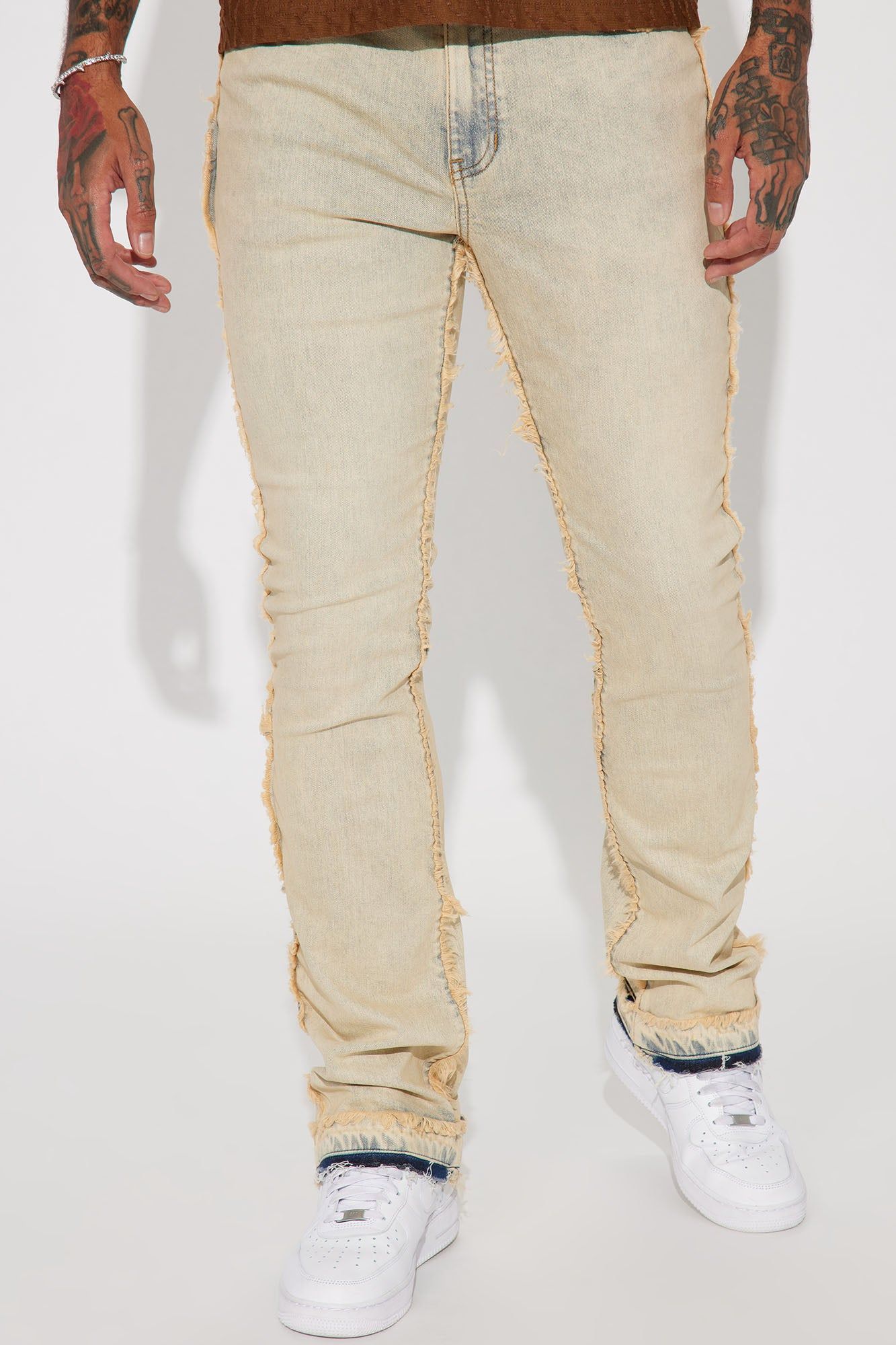 It's Up To You Stacked Skinny Flare Jeans - Vintage Blue Wash sold by Fashion Nova