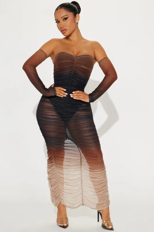 Bodice Goddess Midi Dress - Brown/combo sold by Fashion Nova