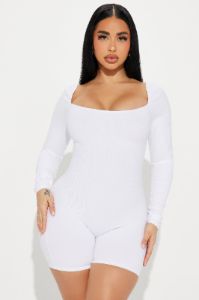 Brynn Snatched Romper - White sold by Fashion Nova