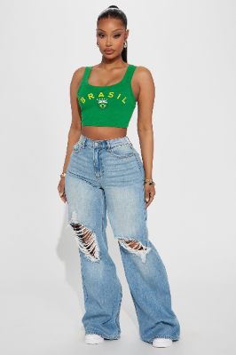 Wear And Tear Ripped Baggy Jeans - Medium Wash sold by Fashion Nova